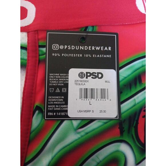 PSD Men’s Tequila Green/Red Stretch Boxer Briefs Size Large NWT - Picture 2 of 4
